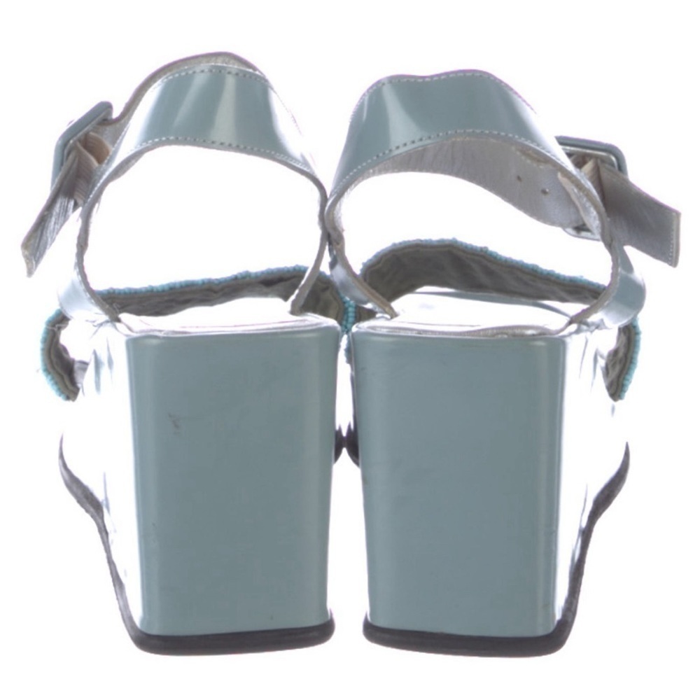 Robert Clergerie Blue Leather Beaded Sandals Size: 7 1/2 - Picture 4 of 6